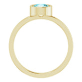 14K Yellow 6 mm Natural Blue Zircon Ring